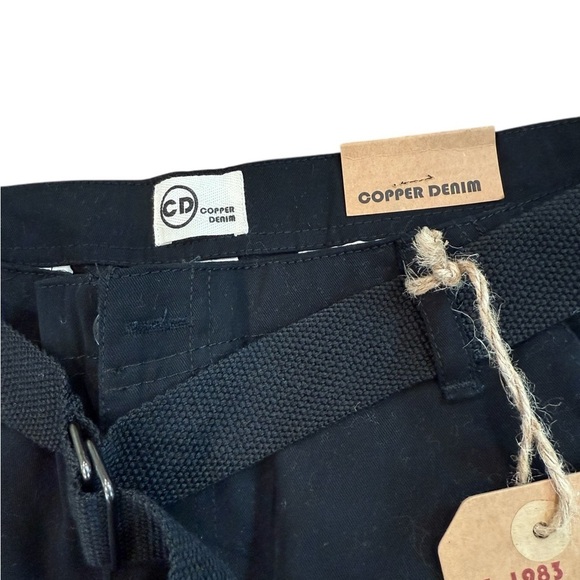 Copper Denim Cargo Men’s Belted Black Shorts Size 34 Casual leisure relaxed NWT - Picture 3 of 7